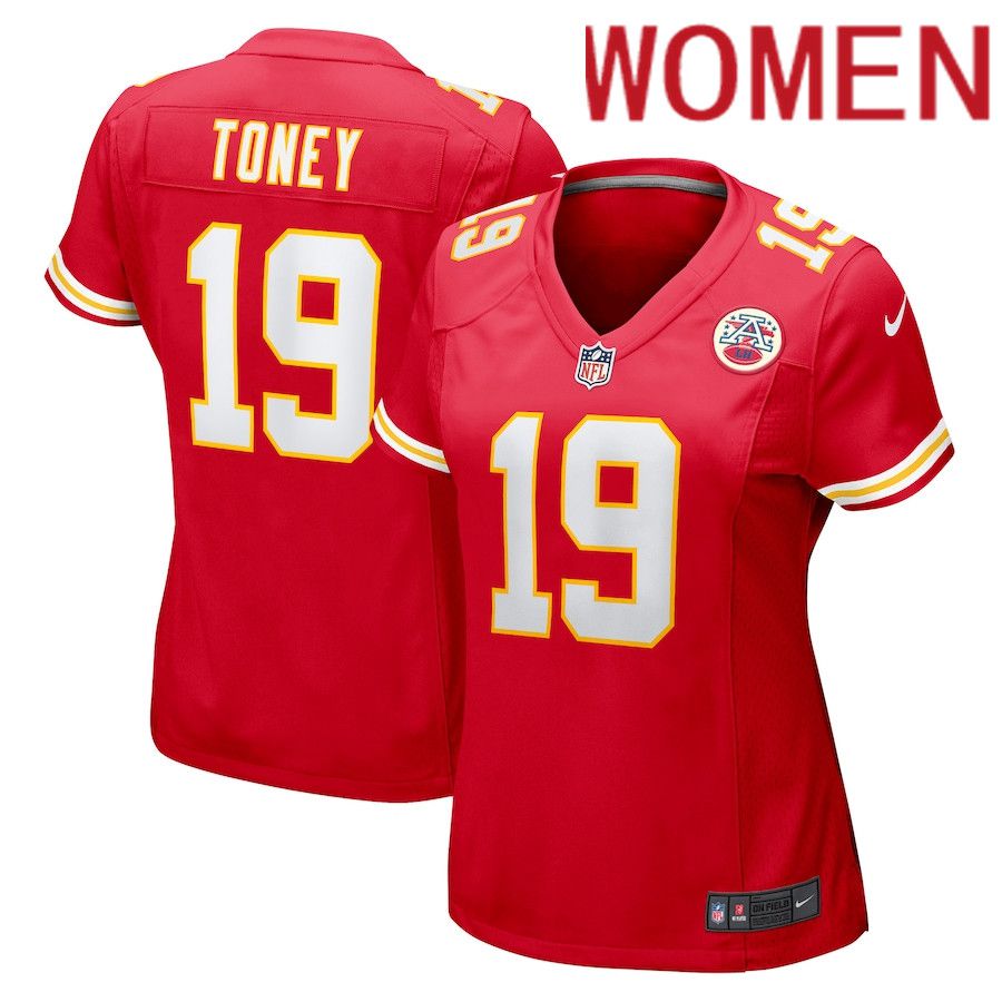Women Kansas City Chiefs 19 Kadarius Toney Nike Red Game Player NFL Jersey